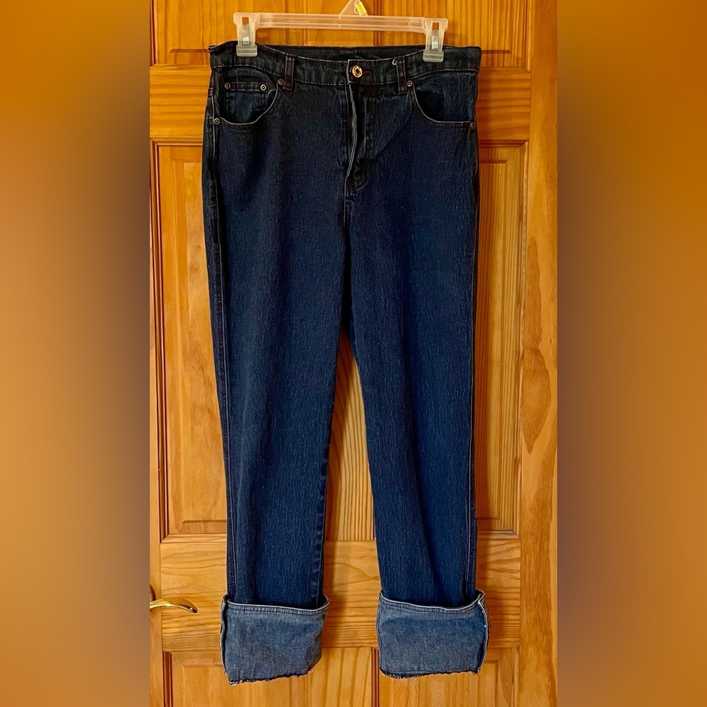 Diane Gilman ,DG2 Dark Blue Straight Leg Cropped Jeans